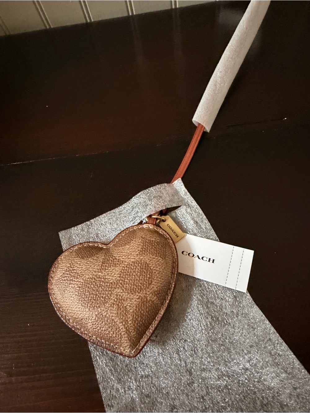 Coach Metallic Bronze Puffy Heart Bag Charm - Picture 2 of 3